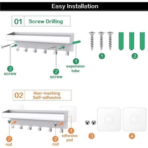 Key Holder for Wall Decorative,Wall Mounted Key&Mail Organizer,Adhesive Key Rack - Picture 6 of 6